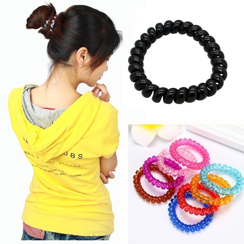 5 Stück Spirale Slinky Elastisches Gummi Bindedraht Spule Haargummis Seil Pferdeschwanz(Farbe zufällig)