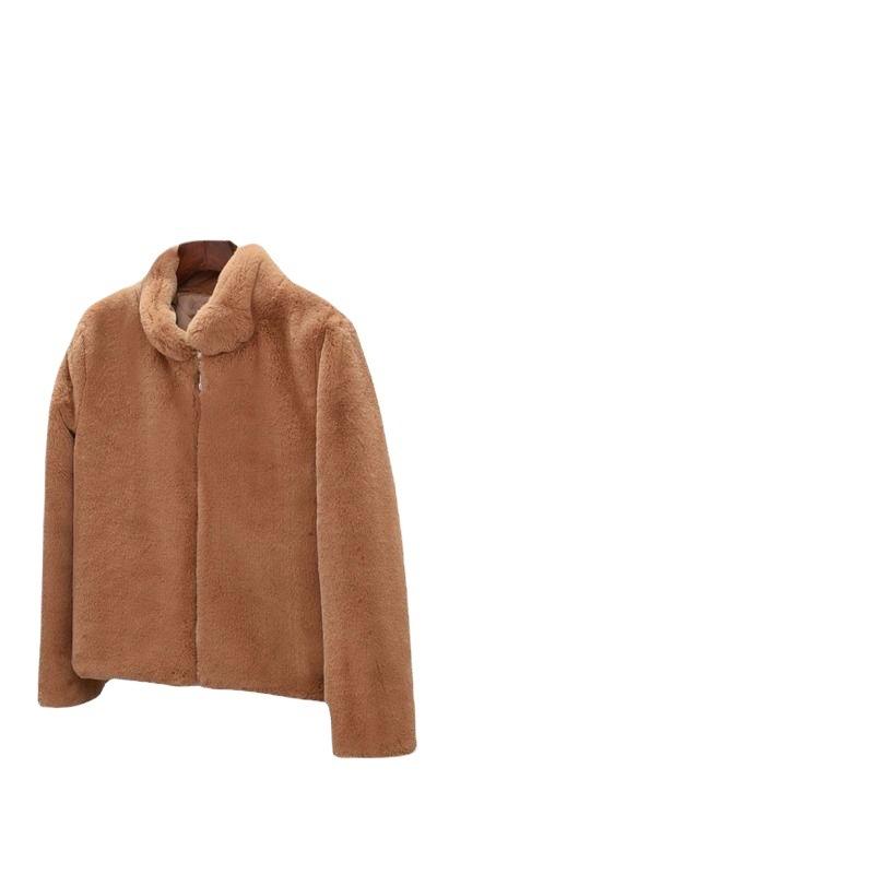 Fur jacket women's short autumn and winter new imitation rabbit fur jacket imitation fur fox hair warm jacket elastane