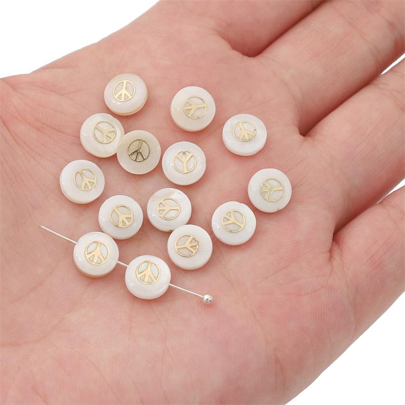 Natural Shell Double-Sided Hot Stamping Flat Round Beads For DIY Necklace Bracelet Earrings Jewelry Making