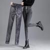 High-Waist Skinny Velvet-Lined Jeans - Women's Casual Japanese Korean Style, Autumn/Winter 2025.