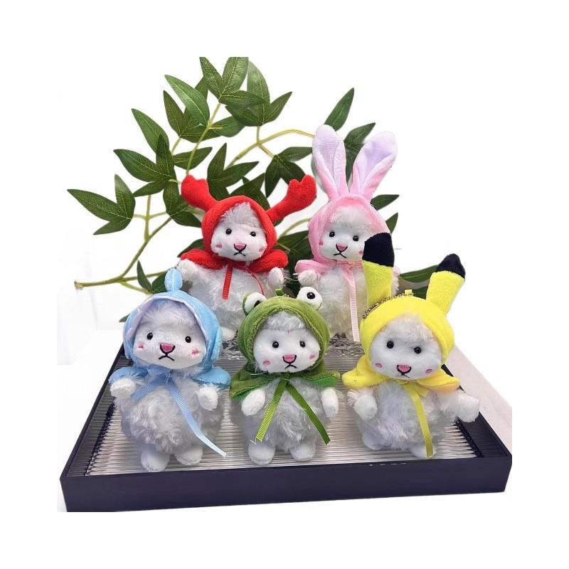 Delightful Lamb Plush Toy Keychain Adorable Short Fur Sheep Backpack Pendant In Various Colors