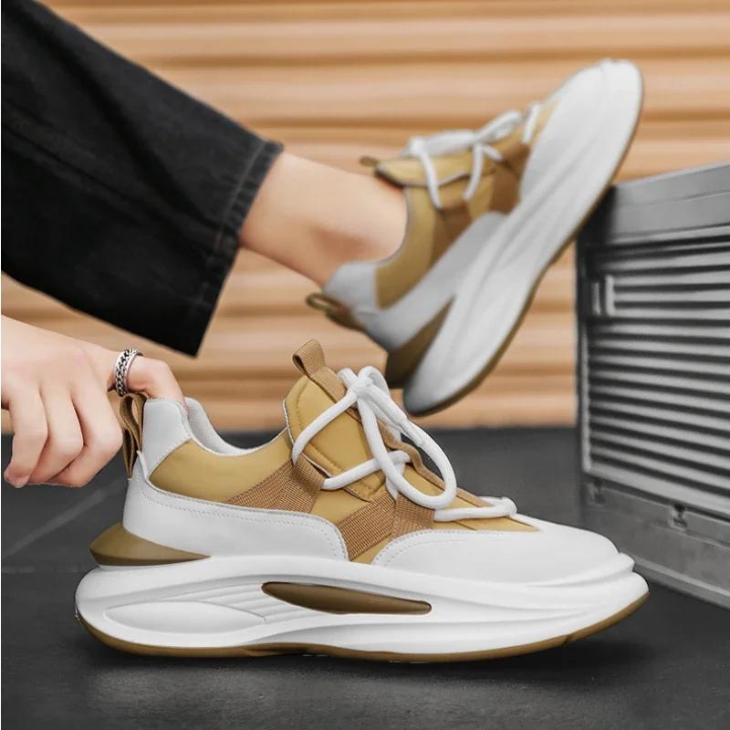 Luxury Men's Sneakers Designer Platform Men Running Shoes Quality Comfortable Casual Shoes Lace-Up Men Sport Shoes Tenis Hombres