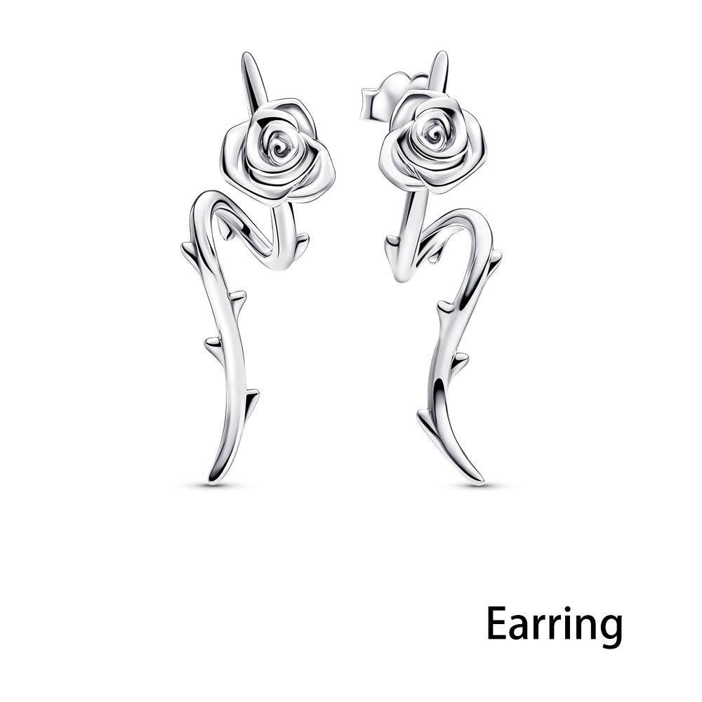 2024 Nuevo anillo de pulsera con dije de rosa colgante de amor romántico de plata esterlina S925 compatible con pulsera original DIY para mujeres
