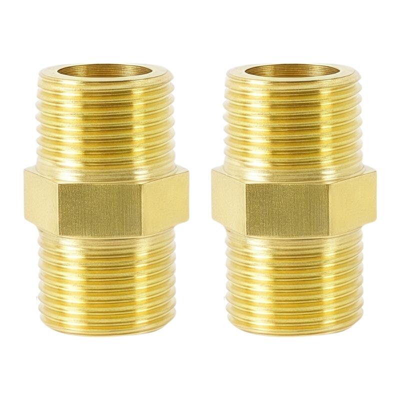 Strong Double Male Threaded Brass Fitting Universal Pipe Connector Univsersal Pipe Adapter for Home & Industrial Use