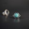 Adjustable Open Ring Women Men Copper Heart Shape Hollow Vintage Style With Amber Turquoise Red Agate Setting