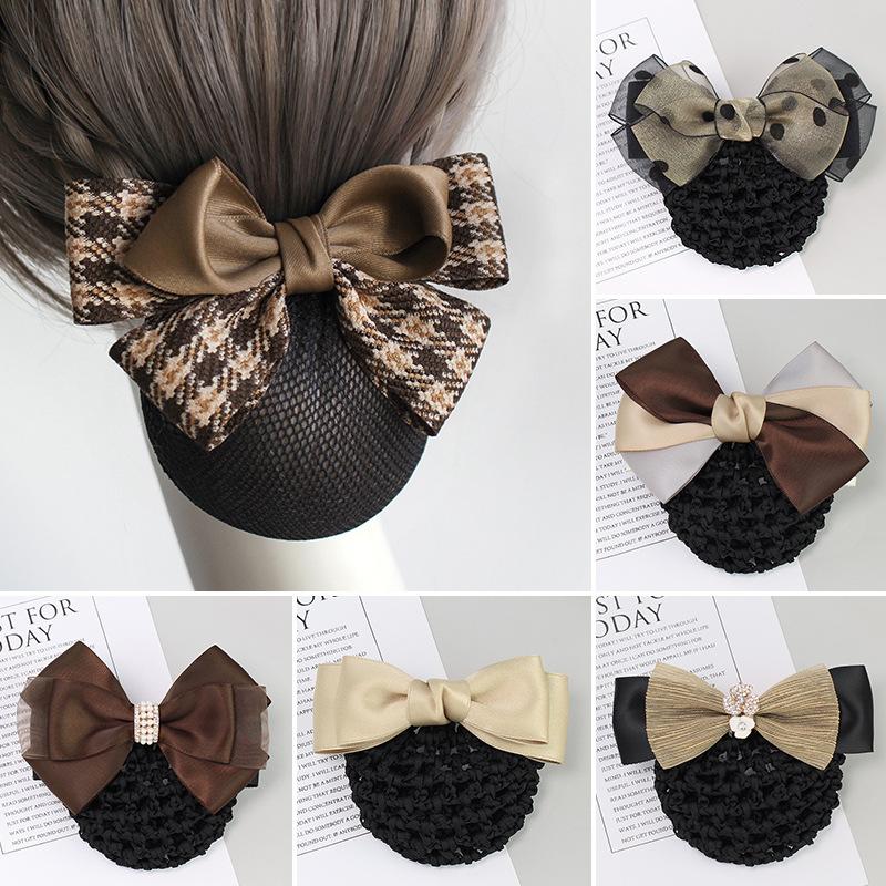 Nurse Head Flower Female Mesh Pocket Professional Hairnet Stewardess Hair Mesh Cover Bank Hotel Restaurant Waiter Headgear Hair Accessories