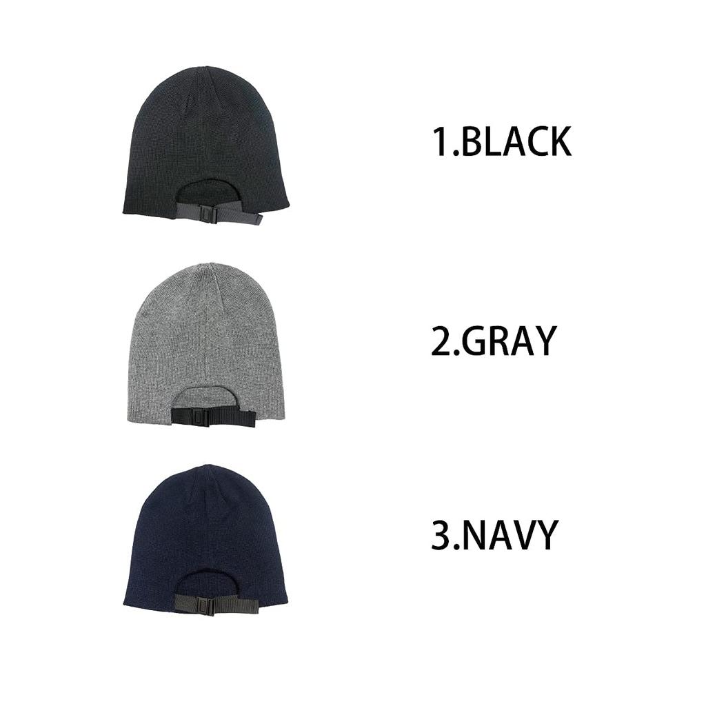 Basic Enchi Adjustable Beanie Knit Cap Recycled Plus Adjustable Hand Black Hat, Polyester, Sizes, Strap, Washable, Women's,