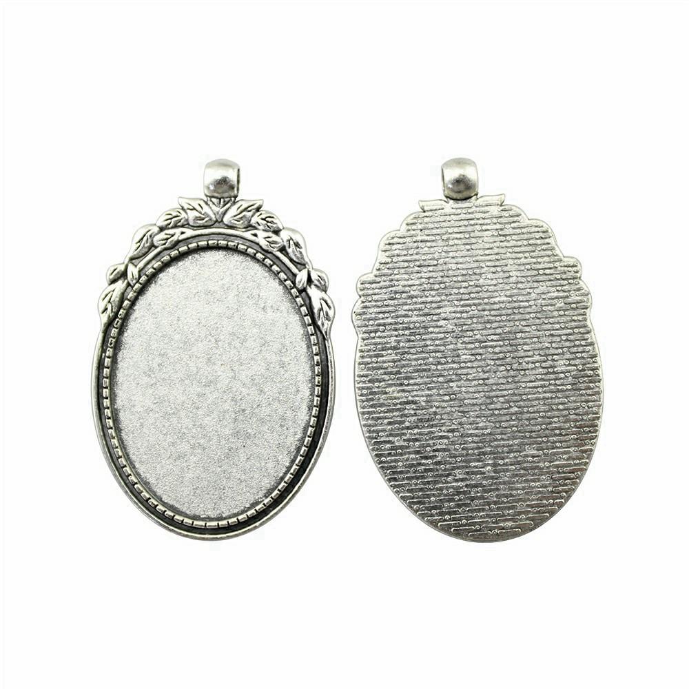 Antique Ornate Oval Bezel Pendant Base For Jewelry Making Fit 30x40mm Blank Tray