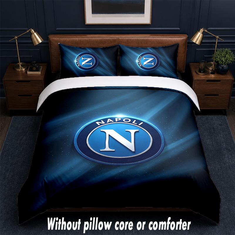 Set Biancheria da Letto Napoli FC 1 Copripiumino + 2 Federe Morbido Traspirante Biancheria da Letto per la Casa