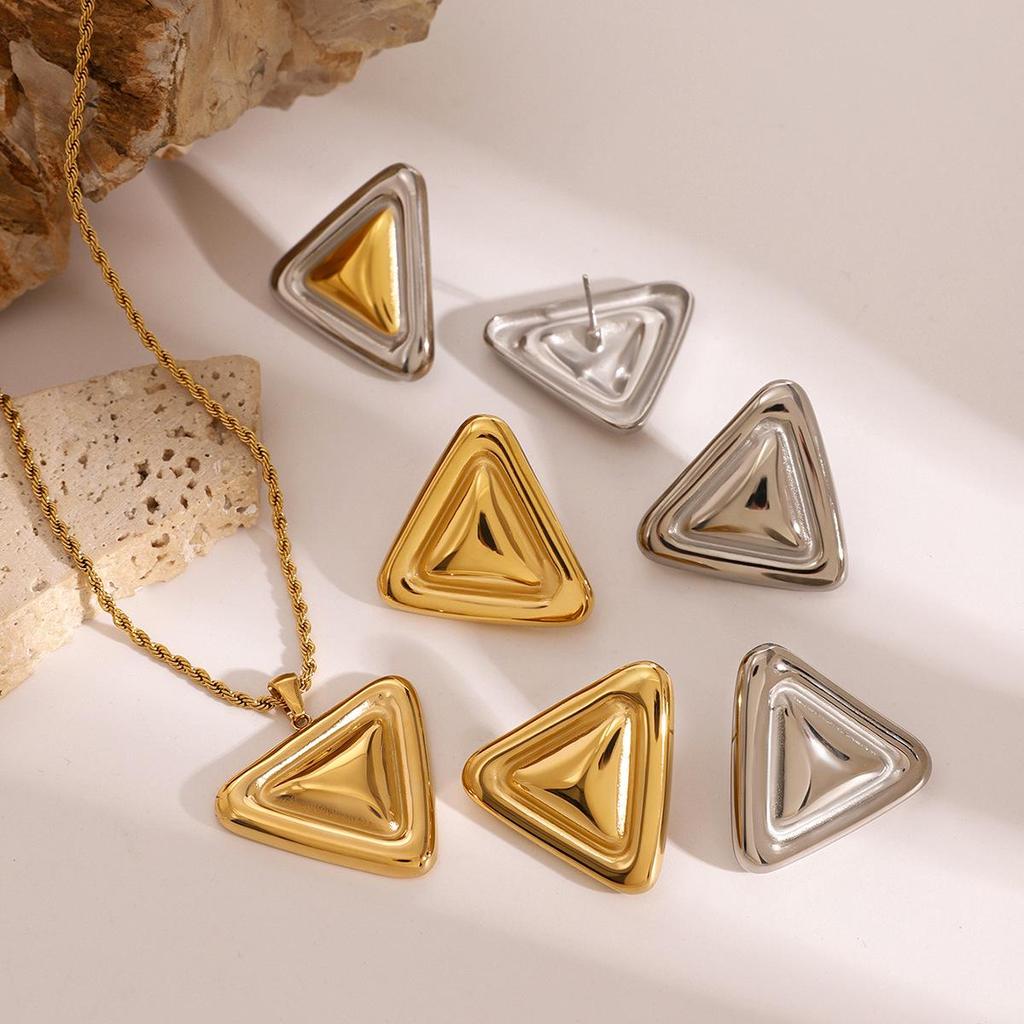 Chubby Triangle Earrings: 18k Gold Stainless Steel, Non-Fading, Hypoallergenic Jewelry