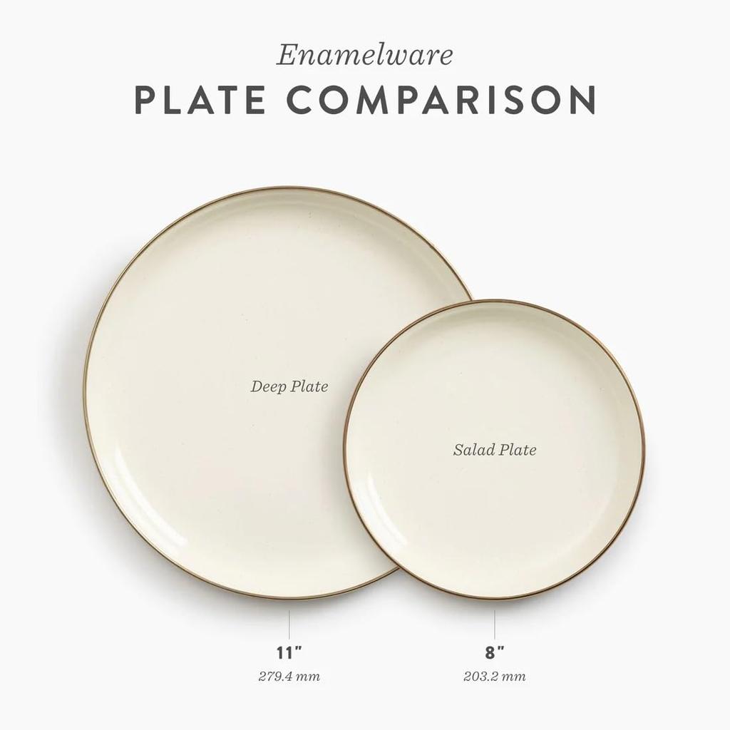 Enamel Salad Plate Set Outdoor Olive Drab [Barebones Living] 2-Tone