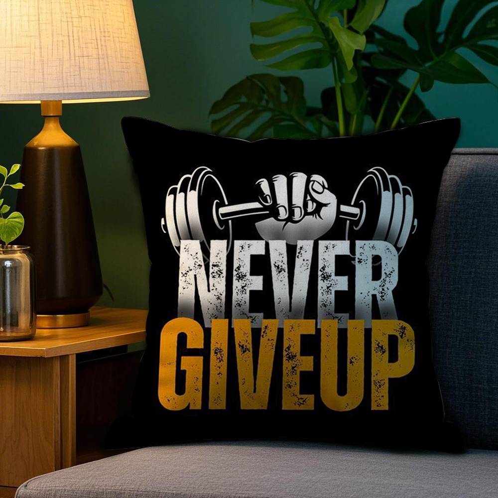 Never Give Up Pillow Case Plush Fabric Soft Double Sided Print Home Sofa High Quality Cushion Cover Throw