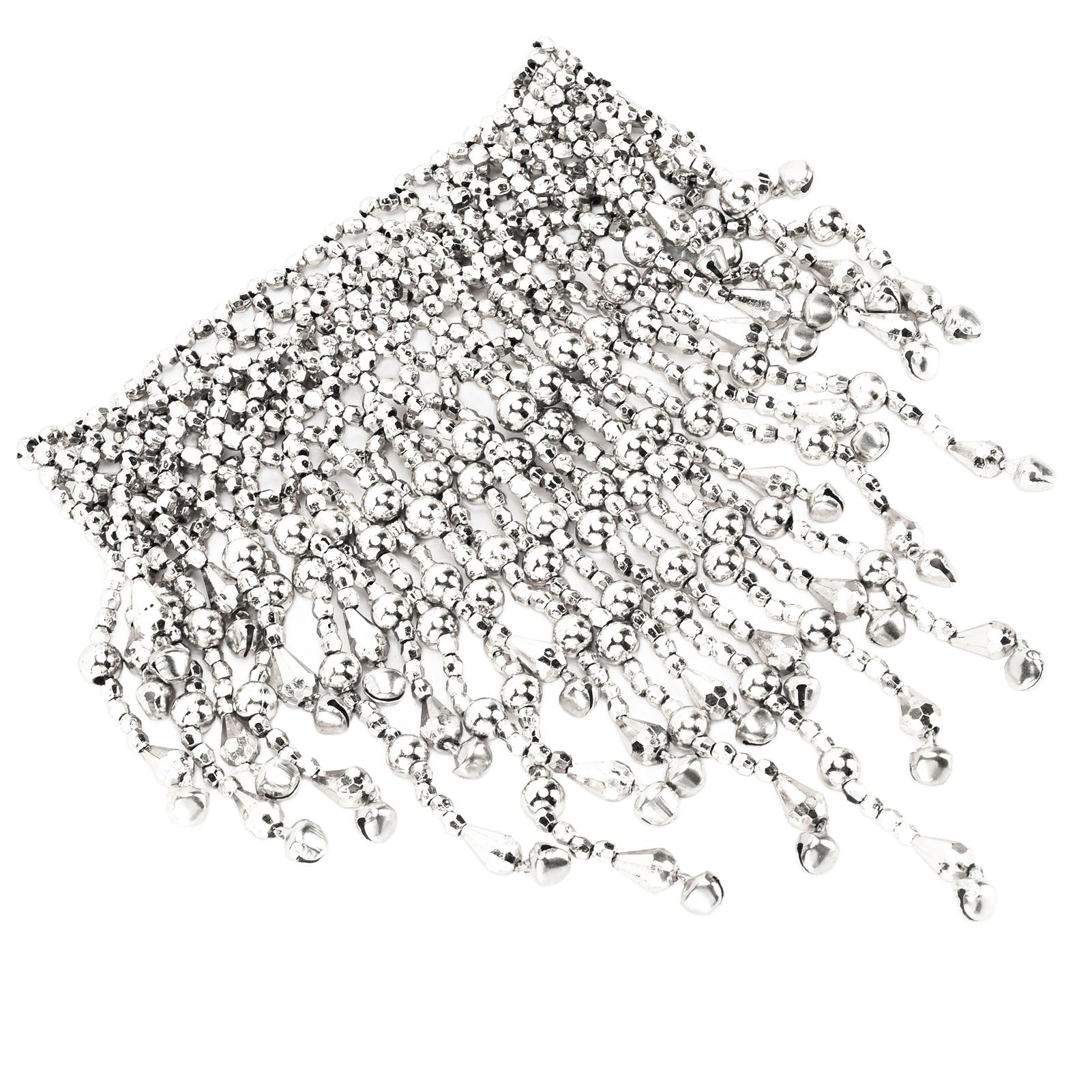 

Ожерелье для танца живота из бисера, изысканное, красивое, блестящее, декоративное, ювелирное украшение, аксессуар для одежды, серебристое серебряный