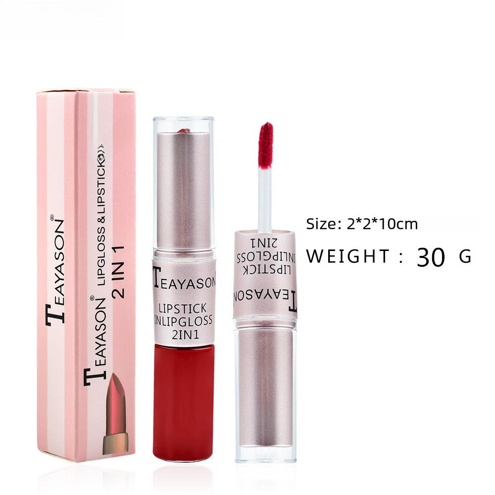 2 In 1 Double Head Matte Lipstick Lip Gloss, Long Lasting Waterproof Non-Stick Cup Lipstick