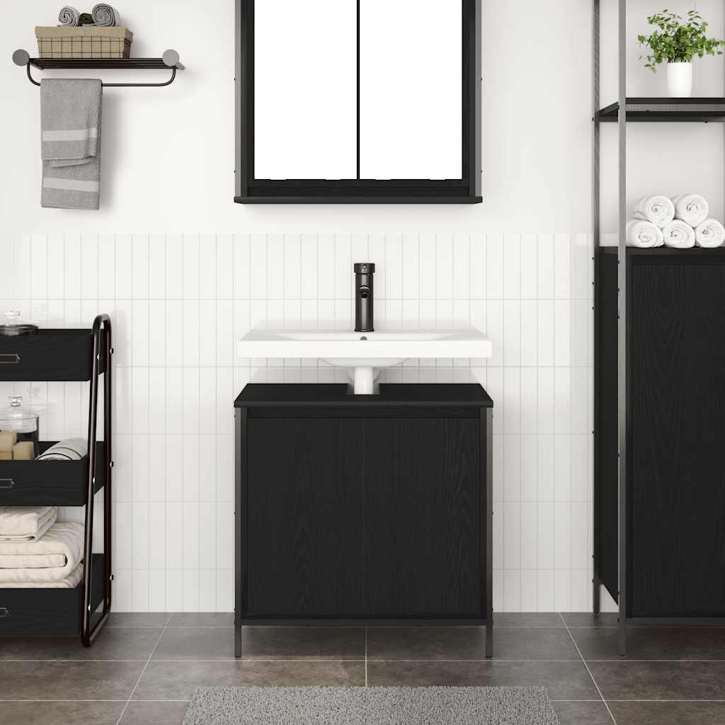 Black Bathroom Vanity Cabinet 60 x 34.5 x 60 cm