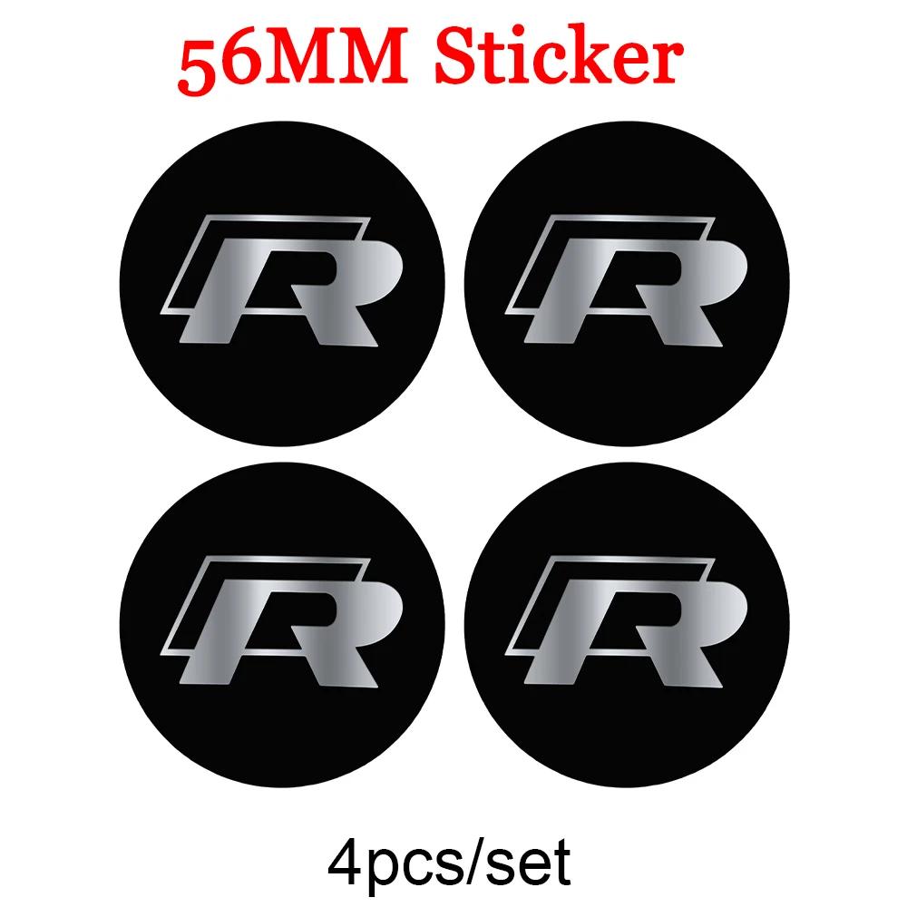 

2025 Hot 4Pcs 56/60/65mm Car Wheel Center Cover Stickers Hub Cap Badge For Volkswagen VW R Line GTI Golf 5 7 Caddy Passat b6 Pol