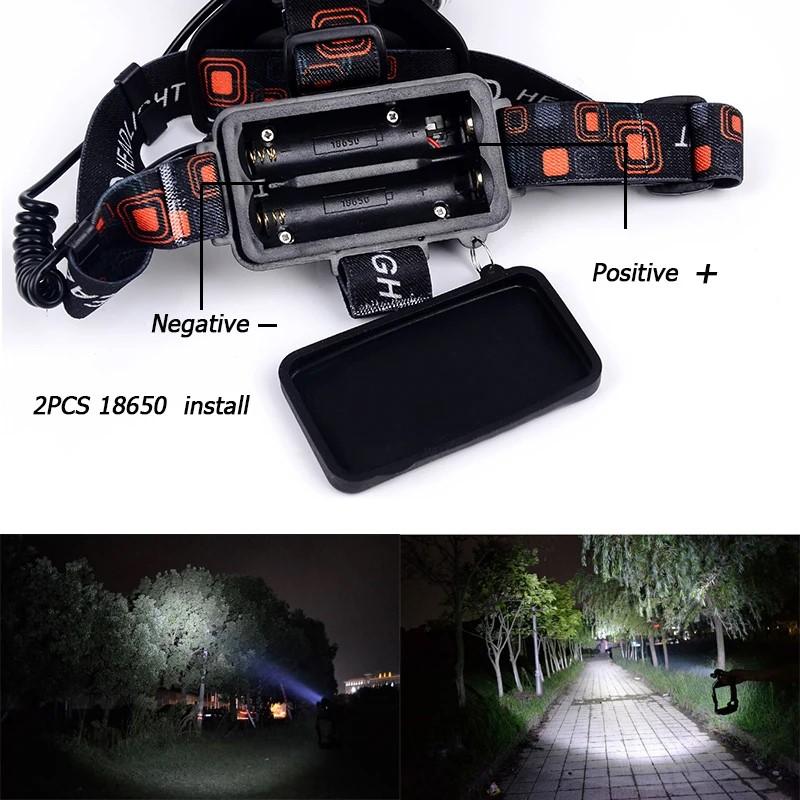 Led Aluminum Alloy Headlamp Fishing Charge Headlamp 5 * T 6 Charge Torch Headhunter Camping Flashlight 18650 Battery