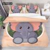 Kids Cartoon Elephant Duvet Cover Lovely Animal Theme Bedding Set Full For Girls Boys Kawaii Room Decor Microfiber Quilt Cover