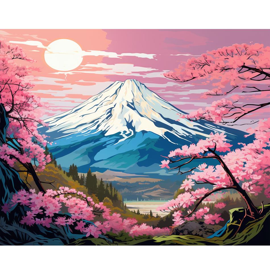 

RUOPOTY Абстрактная картина по номерам Пейзаж Рисунок по номерам Иллюстрация Домашний декор Набор красок для ручной работы 40x50cm NO Frame