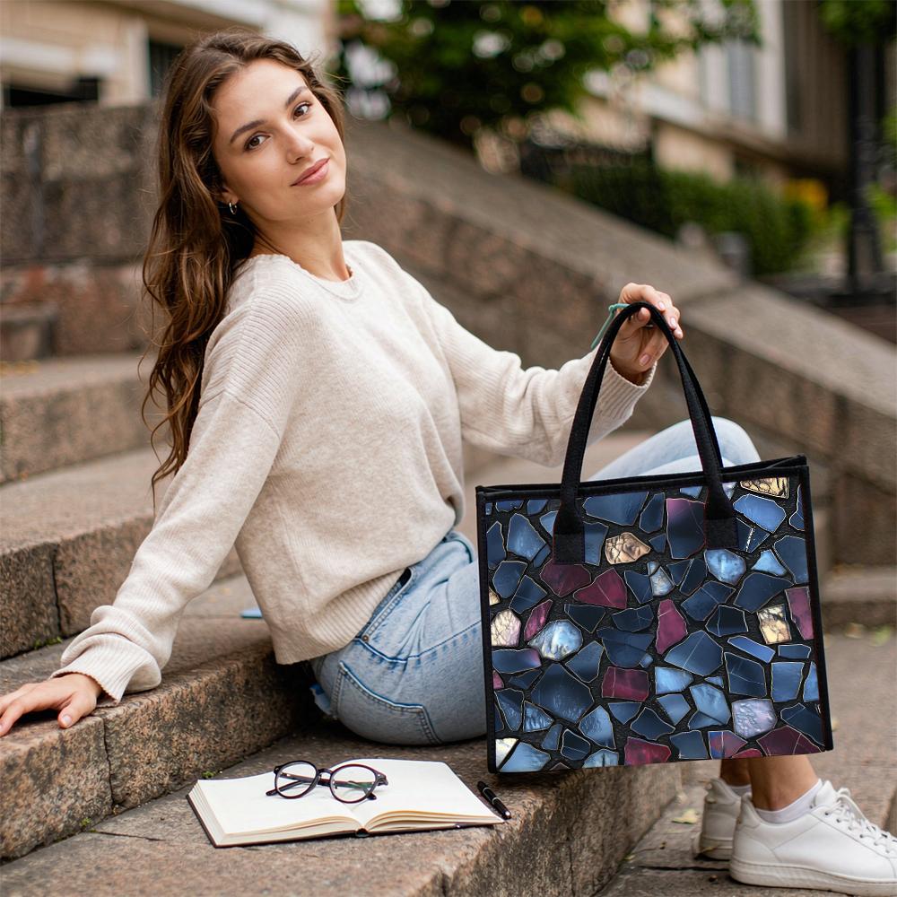 Mosaic Pattern Tote Bag Stylish Casual Large Capacity Daily Shoulder Handbag