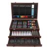 142PCS Set Wooden Art Set 24PCS Colored Pencils 24PCS Oil Pastels 60PCS Crayons Watercolor Paints