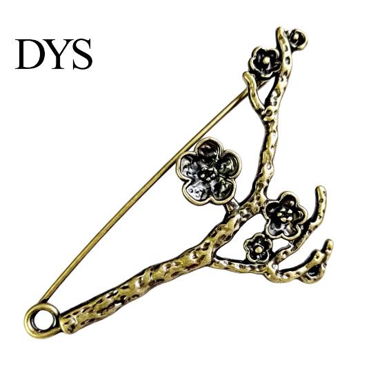 Bird Design Brooch Vintage Bronze Safety Pin, Large Feather Leaf Flower Lapel Coats Decorative Pin Men Women for Coats, Jackets, Hats, Bags