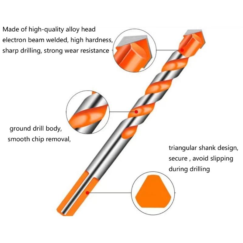 Concrete Drill Bit Four-Edge Serrated Drill Bits 1/4 Shank High Hardness Steel Metal Drill For Brick