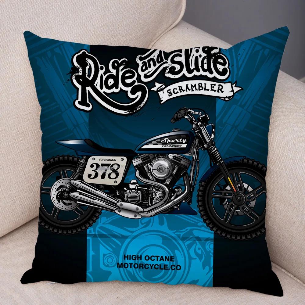 Super Soft Plush Cushion Cover 45x45cm Cartoon Motorcycle Pillowcase Decor Car Printed Pillow Case for Home Sofa Children Room