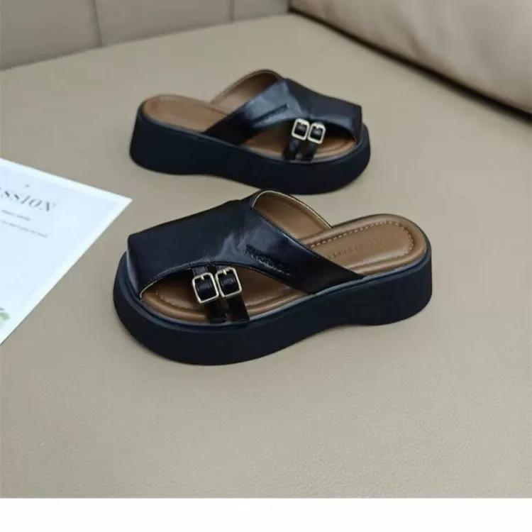 Fashion Summer Korean Baotou Half Slipper Female 2025 Temperament Non-slip Shoes Round Head To Wear All Matching Slippers
