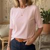 Women Comfort Versatile T-Shirt, Casual Round Neck Shoulder Short Sleeve Top for Inner & Outer Wear