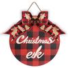 Creative Elk Wooden Christmas Pendant Handmade Bow Door Hanging Ornaments Polyester Tree Christmas Door Decoration Doorway