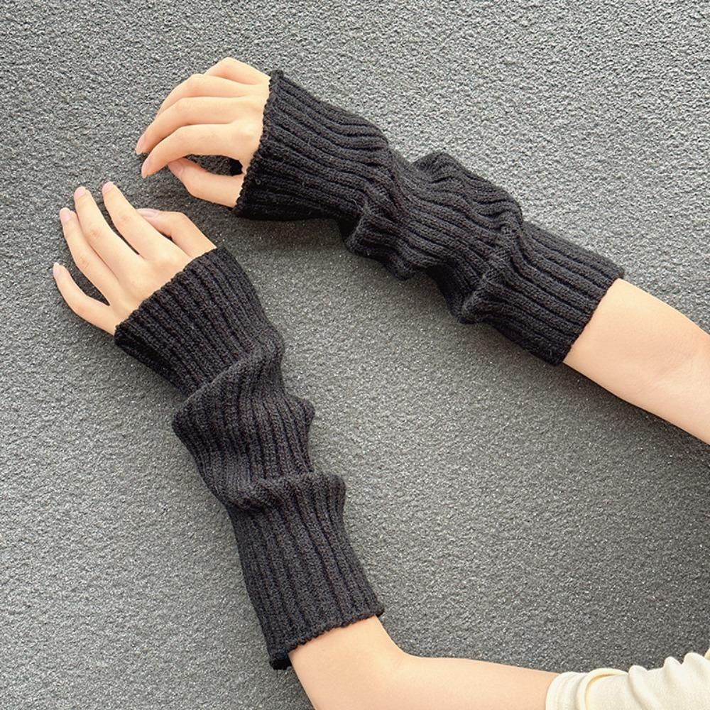 

Knitted Half Finger Gloves Fingerless Sleeve New Long Gloves Indoor and Outdoor