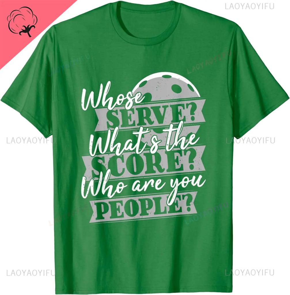 Whose Serve Whats The Score  Funny Pickleball Paddleball TShirt Vintage Classic Fashion Streetwear Oneck Shortsleev Shirt