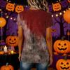 Damen V-Ausschnitt Kurzarm T-Shirt Lässiger Pullover mit Halloween-Print Top