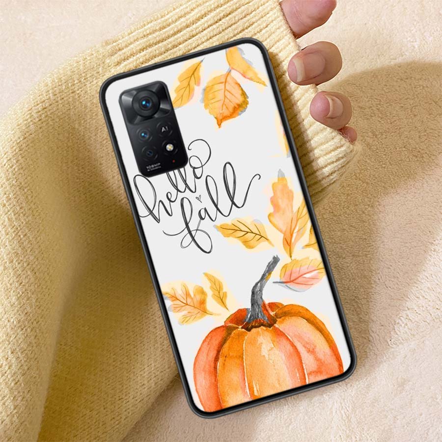 Pumpkin Happy Fall Phone Case For Redmi 13C 14C Note 14 13 Pro Plus 5G Clear Capa 12 12C 10A 10C 10 9A 9C 9T 9 8 Pro Cover TPU S