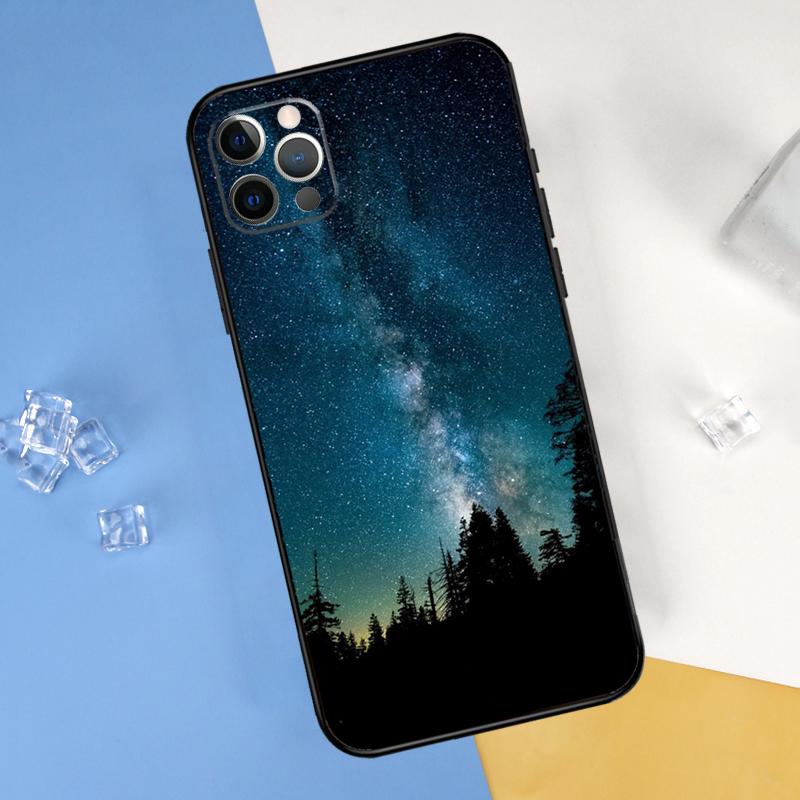 Star Space Moon Night Phone Case For iPhone 16 Pro 15 Pro 11 13 14 Pro Max 12 Mini XR 16 15 Plus 16e Cover Shell