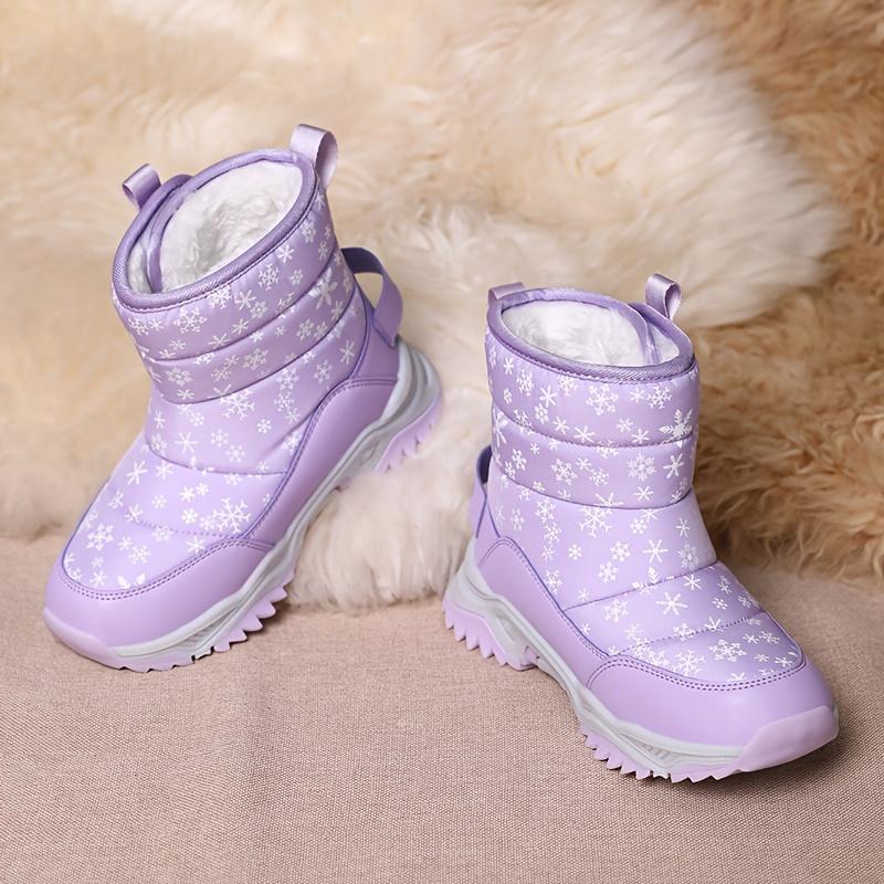 Girls Mid Calf Fleece Snow Boots Simple Design Warm Windproof Outdoor Play Snow Versatile Casual Style Ideal Gift Childrens Day