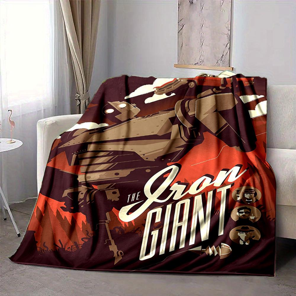 1pc Iron Giant Flannel Throw Blanket - Lightweight Soft Warm All-Season Blanket for Sofa, Bed, Travel, Camping  L1029058 80x120cm