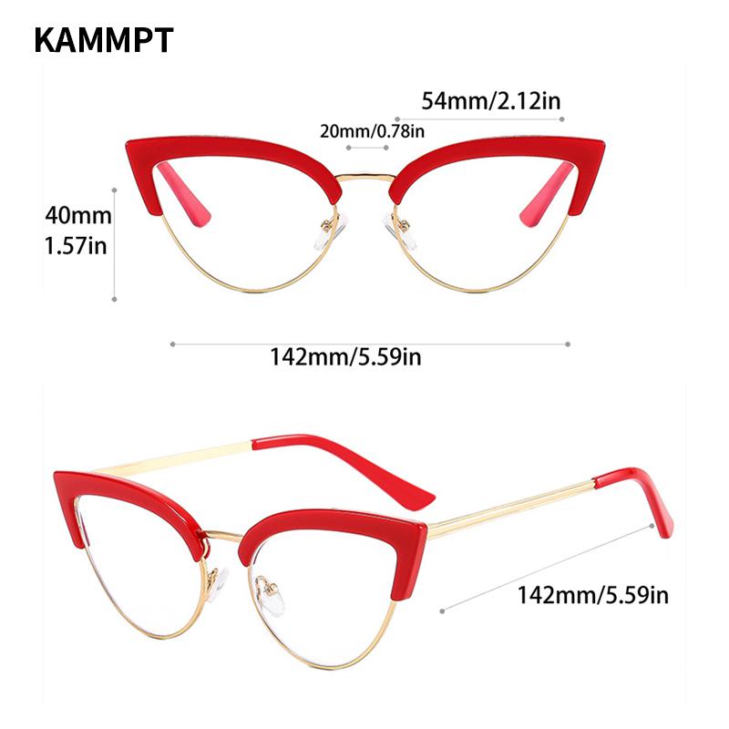 Monture de lunettes œil de chat vintage, nouvelle monture élégante en métal semi-métallique, lunettes pour femmes, design de marque tendance, lunettes sans ordonnance