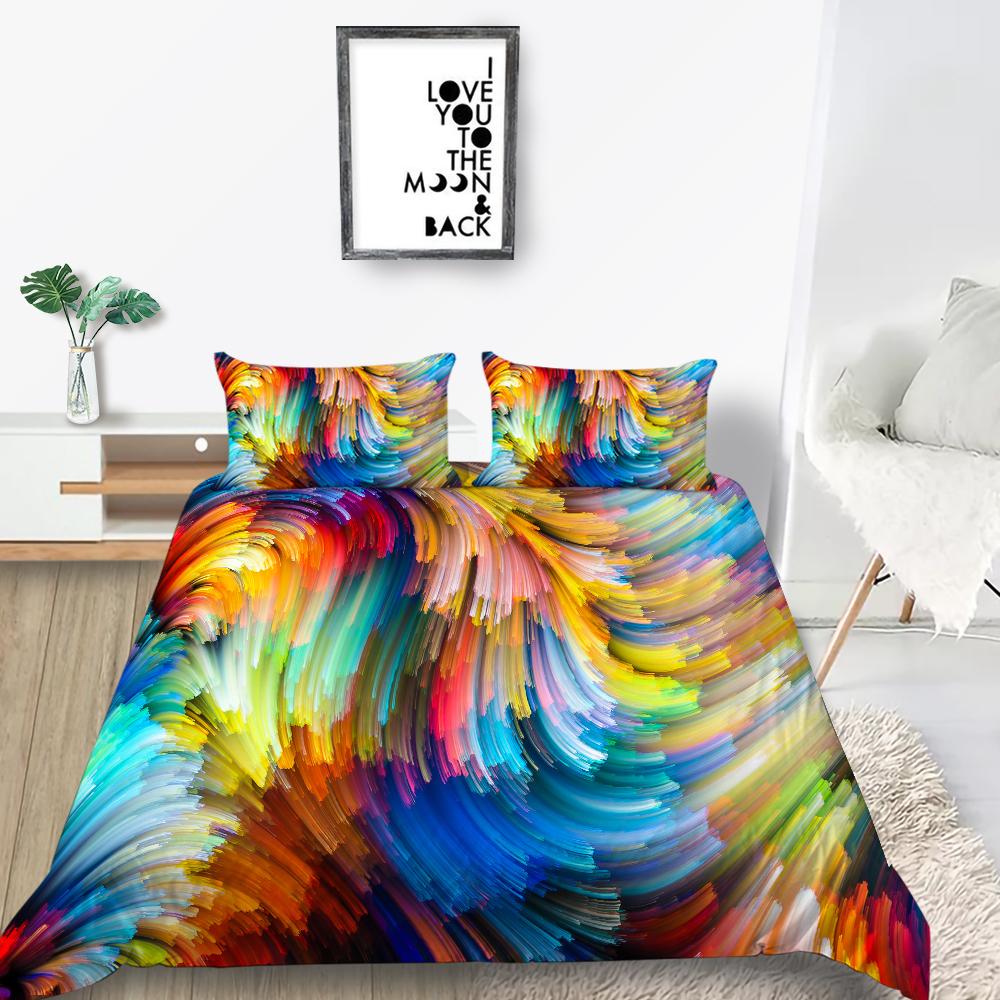 New Fashion Rainbow Duvet Cover Home Bedspreads Highly Quality Pillowcase Queen Single Size Bedding Luxruy Bedding Cover Sets