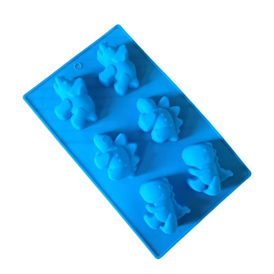Dinosaur Chocolate Mold 6-Cavity Non Stick Silicone Ice Cube Tray Flexible Jelly Ice Cube Molds High Low Temperature Cheesecake Pudding Molds