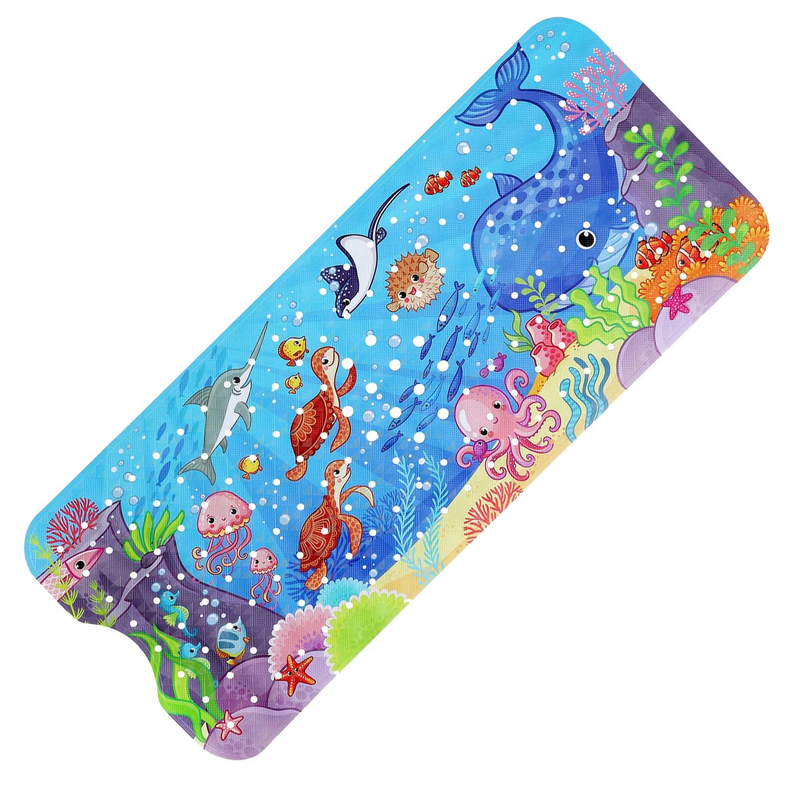 

40x100cm Anti-Skid Shower Bath Mat Cute Cartoon Sea World Design Sucker Non-Slip Soft Pad Kid s Elder Carpet Rug for Bathtub 40CMX100CM