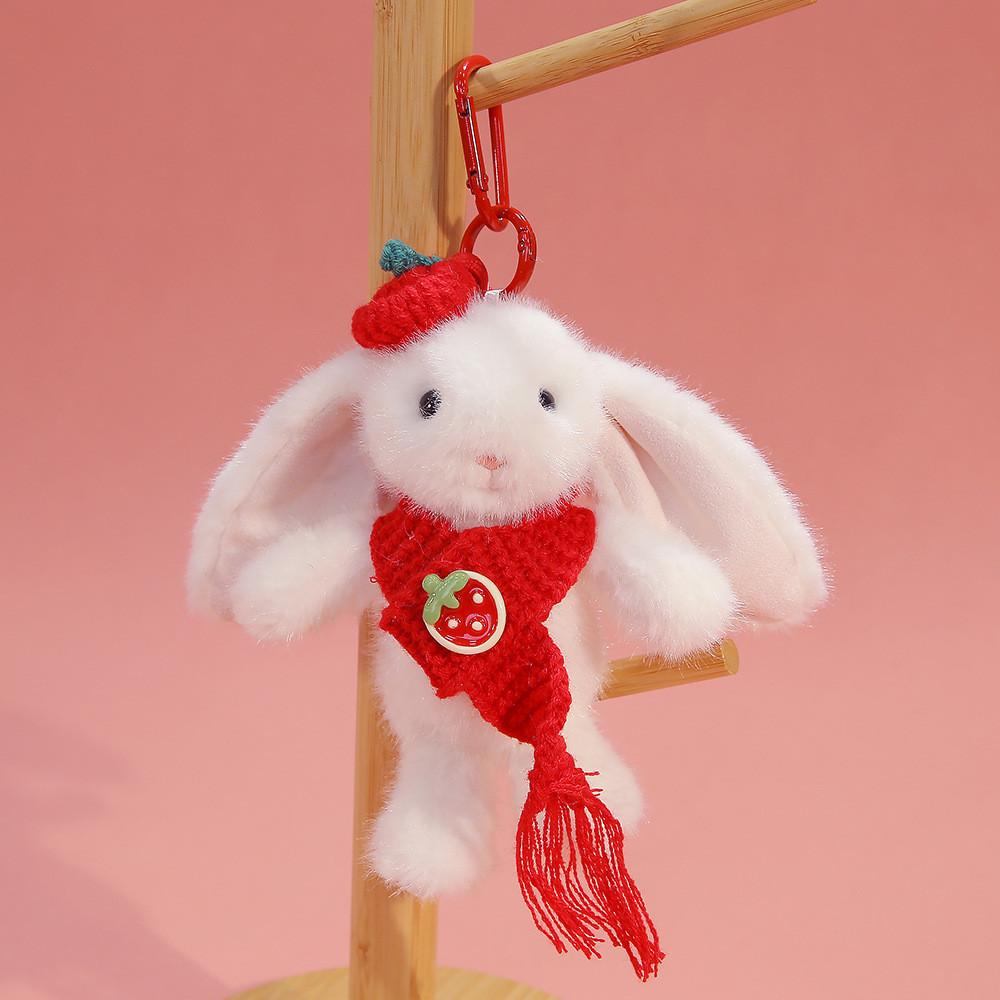 Plush Rabbit Keychain With Knitted Scarves And Hats Decor For Kids And Giftgiving