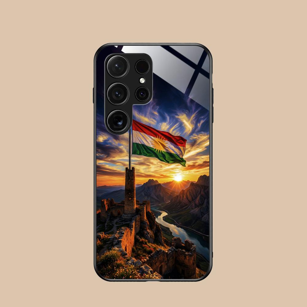 Kurdistan Flag Glass Mobile Phone Case for Samsung Galaxy A56 55 54 53 52 51 36 35 34 23 16 15 5G Colorful Cover