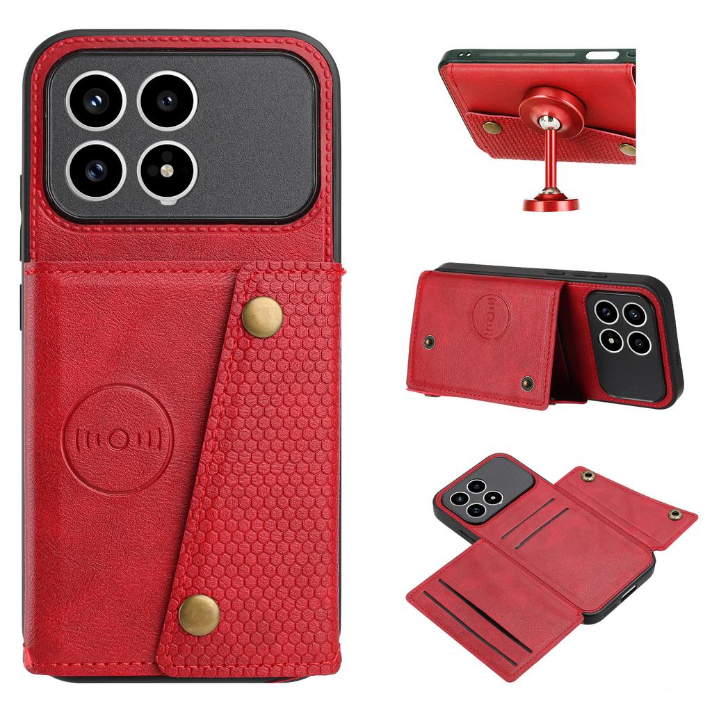 Phone Case For Xiaomi Poco F8 Pro / Redmi K90 5G with Card Slots Kickstand Leather + TPU Phone Cover