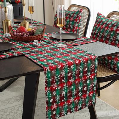 Ambiance de Noël Drapeaux de table Nappes Nappe festive rouge Drapeau de table Meuble TV Housse de table basse Serviette