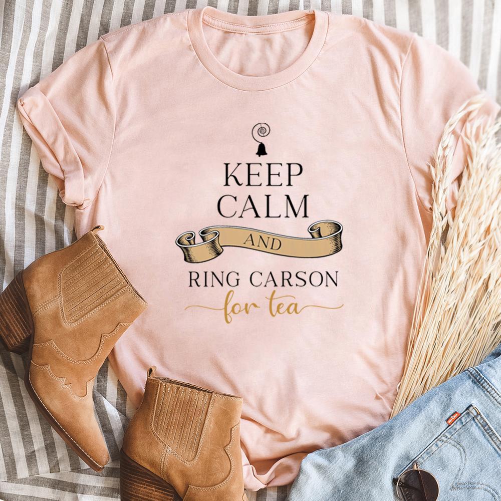 

Футболка «Аббатство Даунтон» Футболка «Сохраняйте спокойствие и звоните Карсону за чаем» Забавные футболки для женщин Повседневная футболка с коротким рукавом Летние топы L