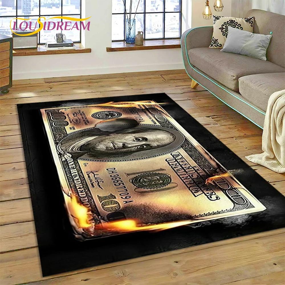 דולר אירו פאונד כסף עשיר שטיח אזור מצויר, שטיח שטיח לסלון ביתי חדר שינה ספה קישוט שטיחון כניסה, שטיח רצפה מונע החלקה לילדים