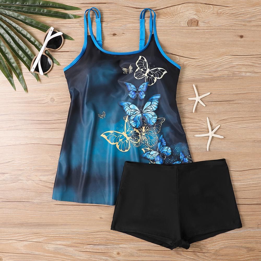 Modny Damski Tankini Plus Size z Spódniczką z Nadrukiem 2025 - Styl Europejski i Amerykański