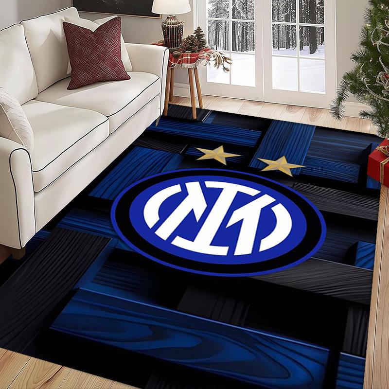 Tappeto con Stemma Inter Milan Stampa Artistica Adatto a Tutte le Stagioni Arte Moda Decorazione per Dormitorio